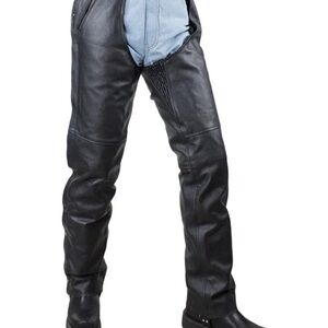 Men's Black Leather Lined Chaps
